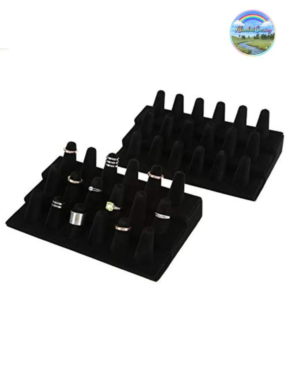 2 Pack 18 Slot Velvet Ring Display for Jewelry Organizer